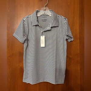 New Crewcuts Boys XS (4-5) Short Sleeve Performance Polo - Navy striped